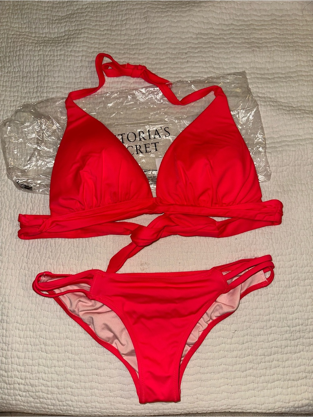 Victoria's Secret Bright Red Wrap Halter Bikini